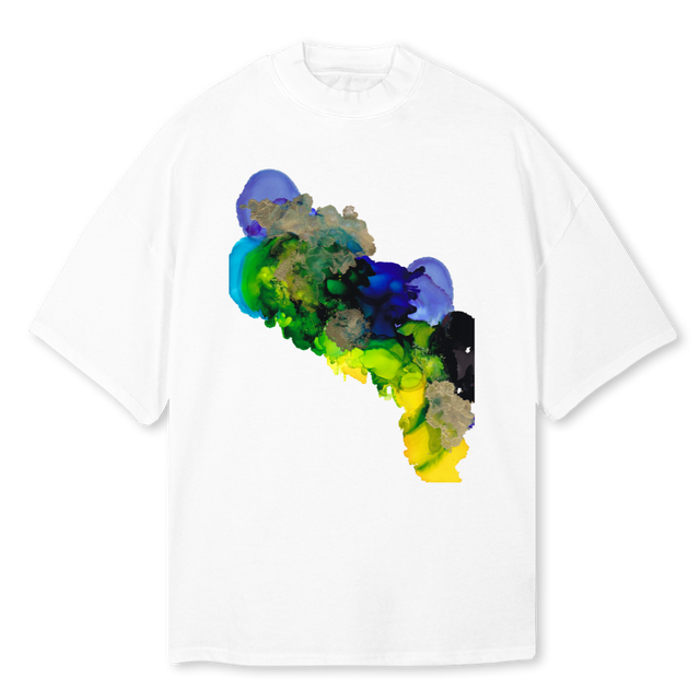 FLOW STATE White Oversized Mock Neck Tee.