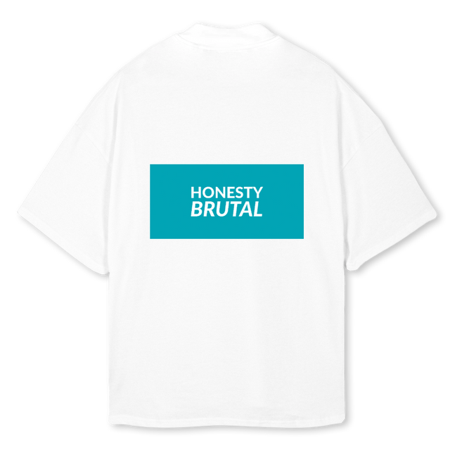 FLOW STATE White Oversized Mock Neck Tee.