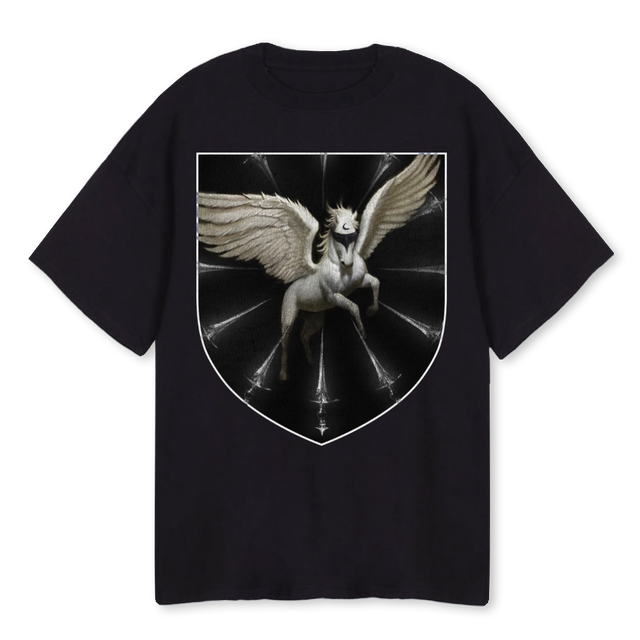 PEGASUSOVBOXBLK Black Oversized Tee.