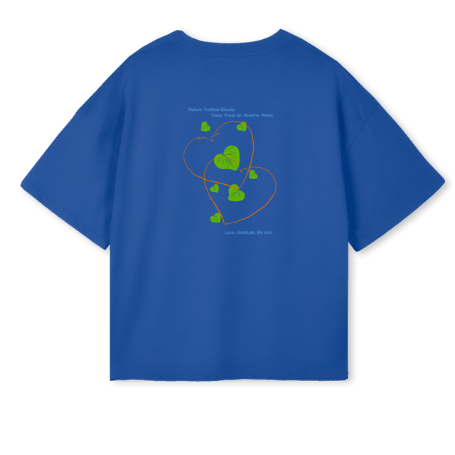 GRATITUDE Cobalt Blue Oversized Boxy Tee.