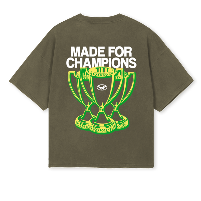 CHAMPIONSTEE Vintage Olive Oversized Boxy Tee.