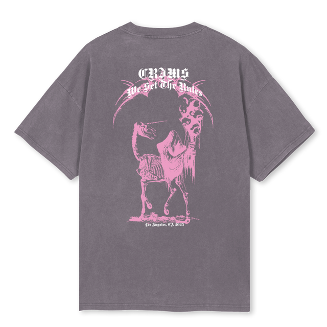 UNICORNDEATH Pigment Grey Oversized Tee.