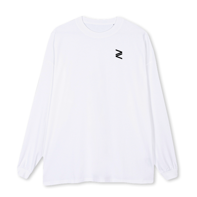 LSWHITEBLACKLOGO White Oversized LS Tee.