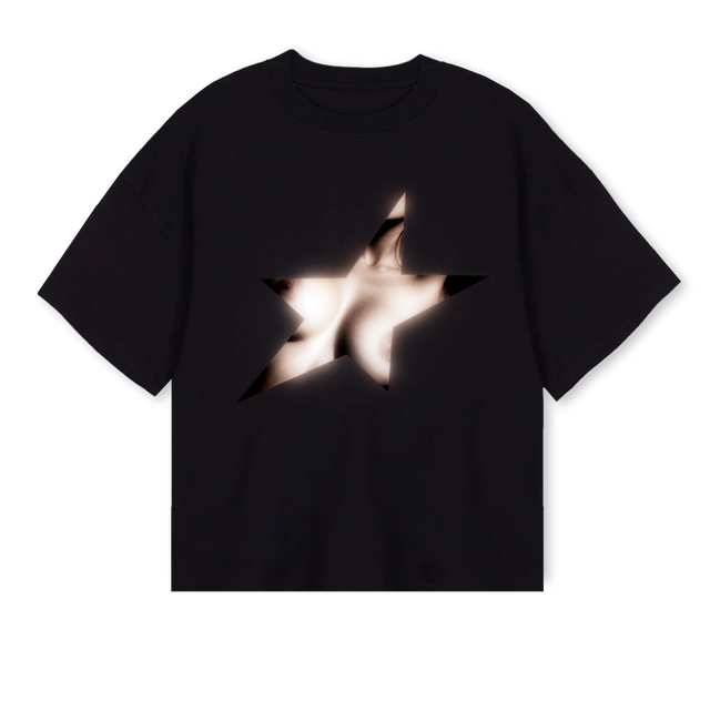 NAKEDSTAR Black Oversized Boxy Tee.