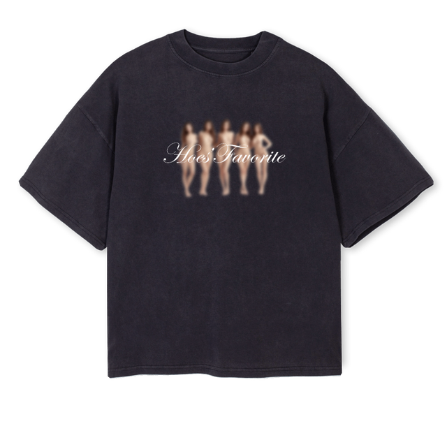 HOESFAV Vintage Black Oversized Boxy Tee.