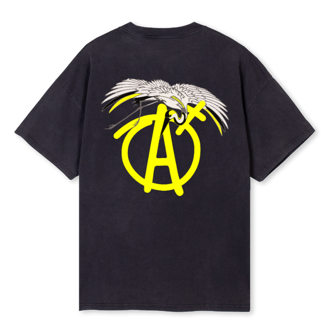 APMBIRDTSHIRTVB Vintage Black Oversized Tee.