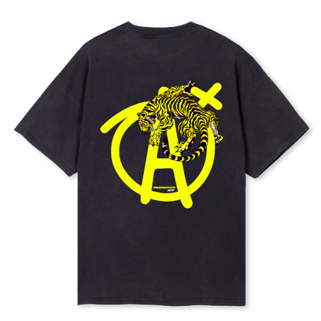 APMTIGERTSHIRTVB Vintage Black Oversized Tee.