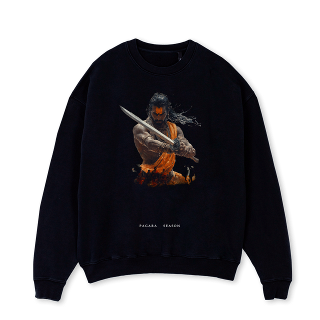 CHOLAWARRIOR Black Oversized Crewneck Sweater.