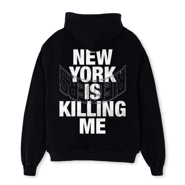 RGLPEGASUSZIPHD Black Oversized Zipped Hoodie.