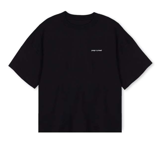 PREPMYMEAL Black Oversized Boxy Tee.