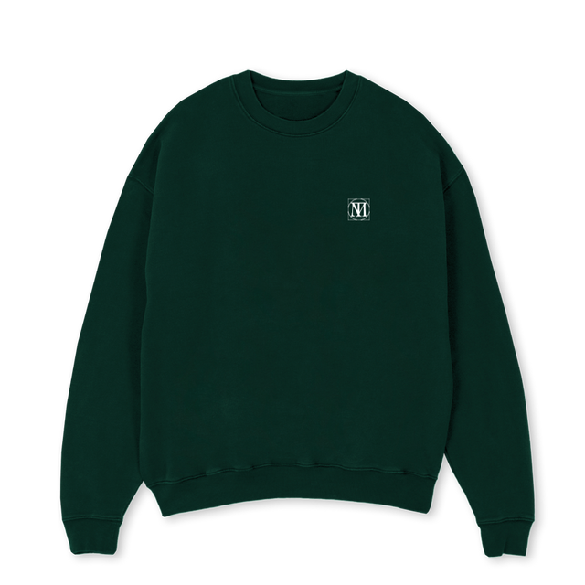 MOTTHREE Wild Green Oversized Crewneck Sweater.