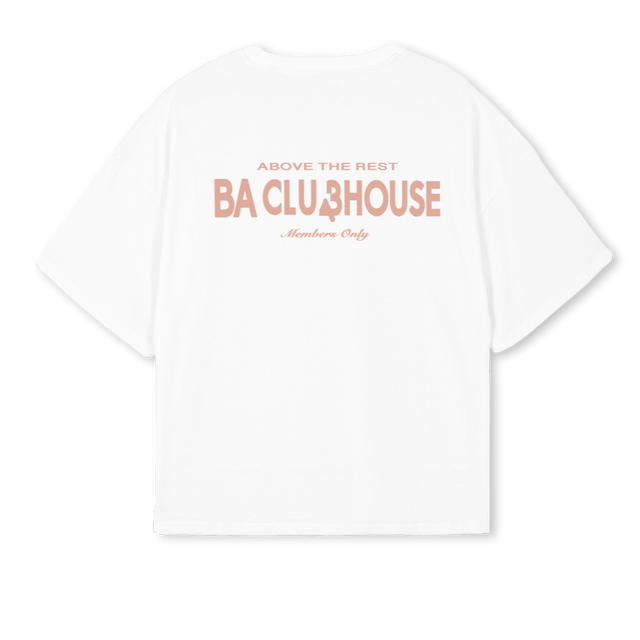 BACLUBHOUSE SS White Oversized Boxy Tee.