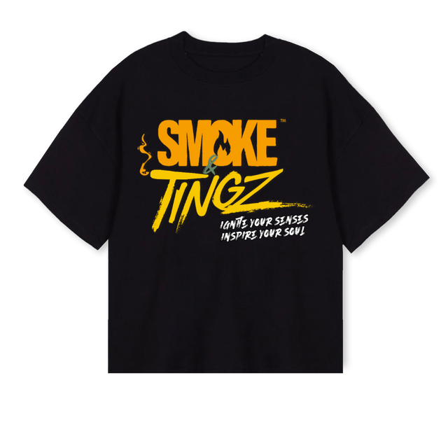 SAMOKETINGZ Black Oversized Boxy Tee.