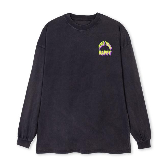 AYH NEON ICHI Vintage Black Oversized LS Tee.