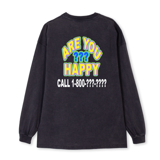 AYH NEON ICHI Vintage Black Oversized LS Tee.