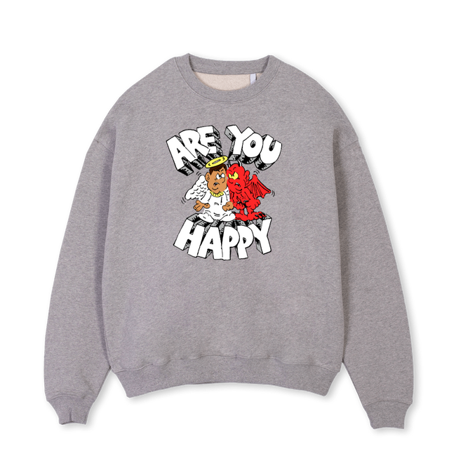 FRKO AD L Grey Marl Oversized Crewneck Sweater.
