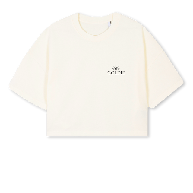 GOLDIECROPTOPSIZESML Cream Cropped Oversized Tee.