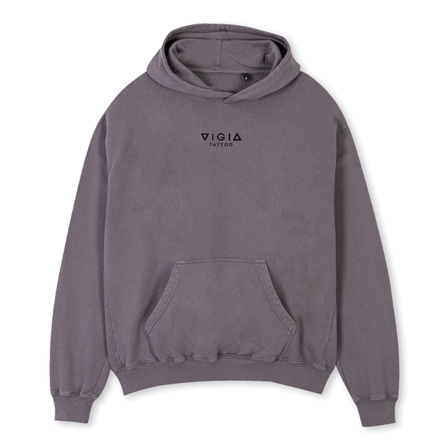 SUDADERA GRIS VIGIA Pigment Grey Oversized Hoodie.