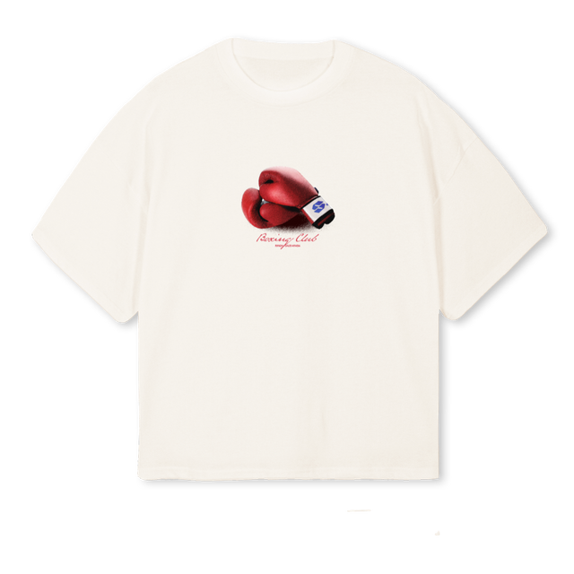 BOXINGGLOVE Vintage White Oversized Boxy Tee.