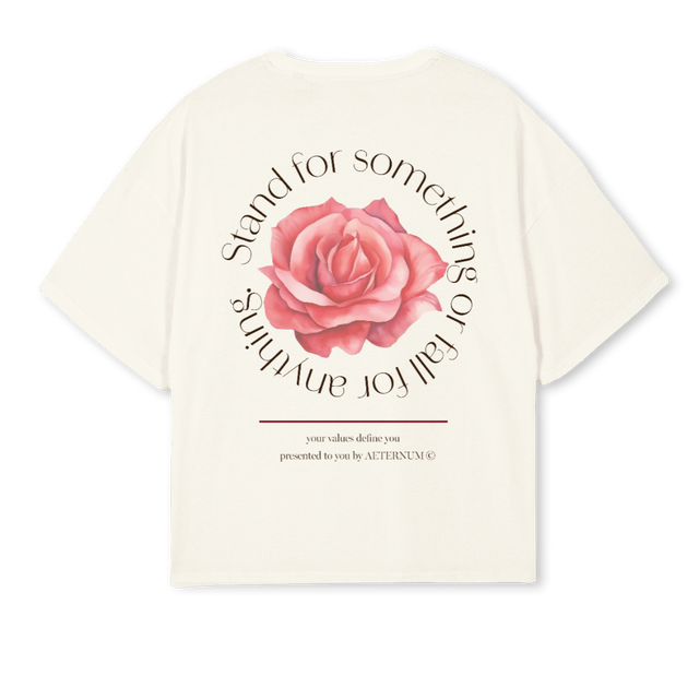 ROSESTAND Cream Oversized Boxy Tee.