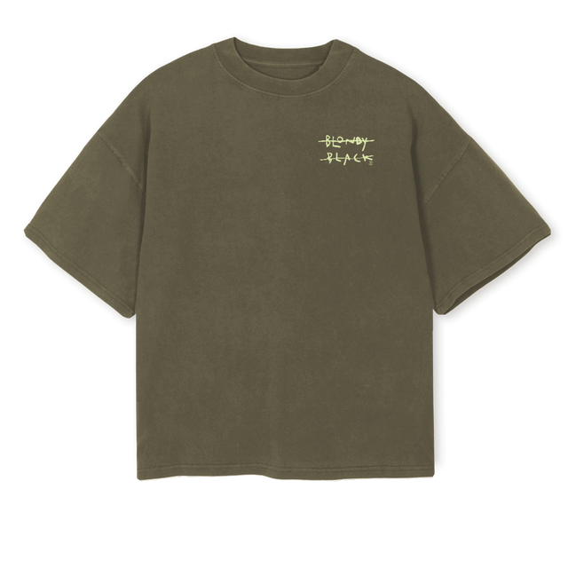 DAVIDPENN Vintage Olive Oversized Boxy Tee.
