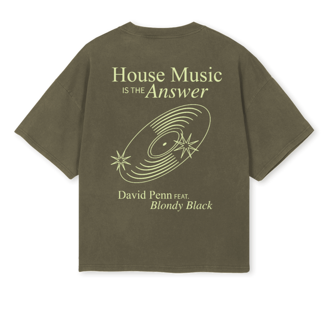 DAVIDPENN Vintage Olive Oversized Boxy Tee.