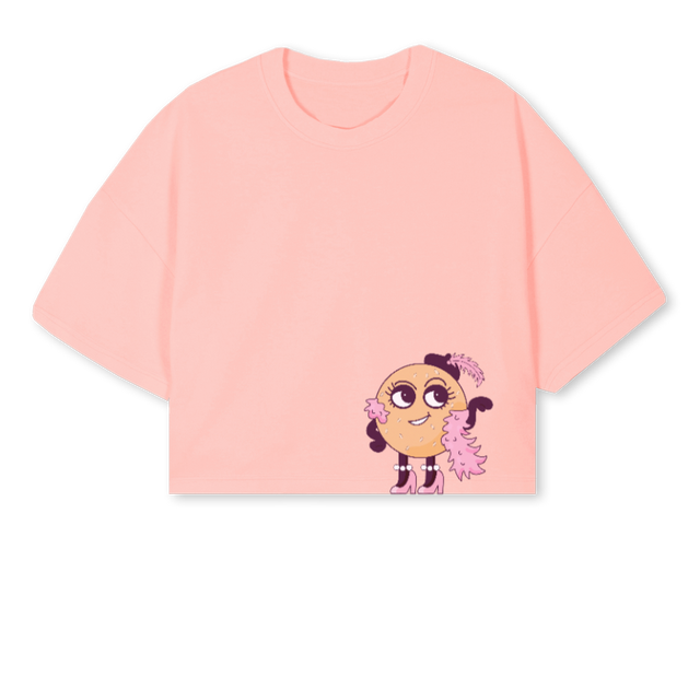 BAYGELE Pink Clay Cropped Oversized Tee.