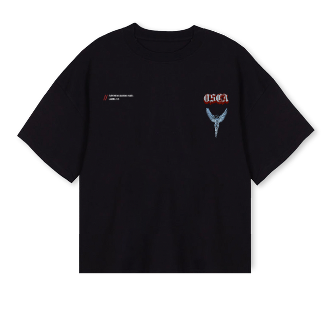 GUARDIANANGEL Black Oversized Boxy Tee.