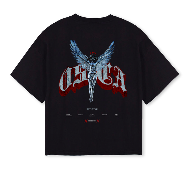 GUARDIANANGEL Black Oversized Boxy Tee.