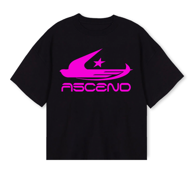 ASCENDDOVE Black Oversized Boxy Tee.