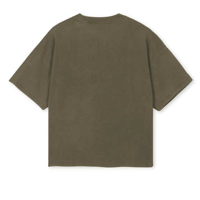 YEELOWBRICK Vintage Olive Oversized Boxy Tee.