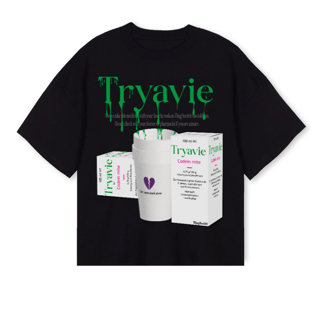 TRYAVIETEE Black Oversized Boxy Tee.