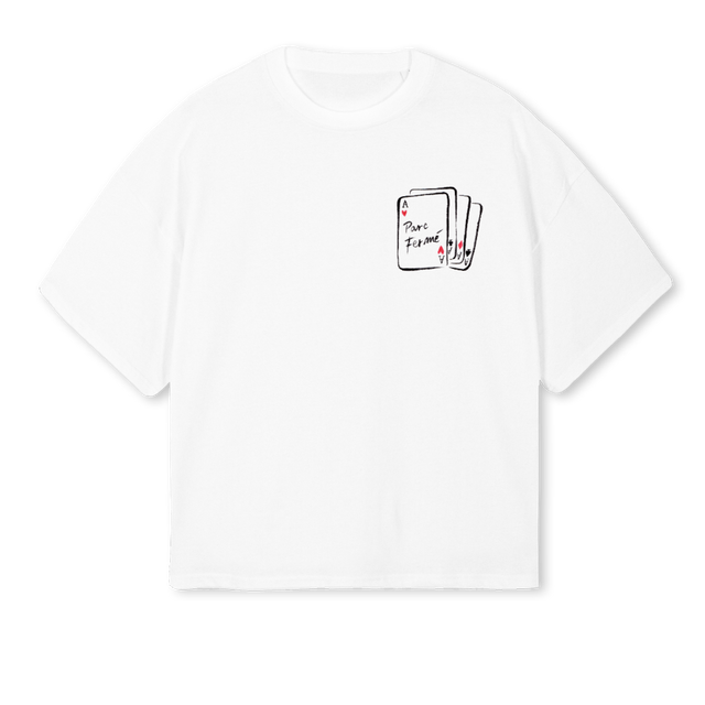 KING OF HEARTS White Oversized Boxy Tee.
