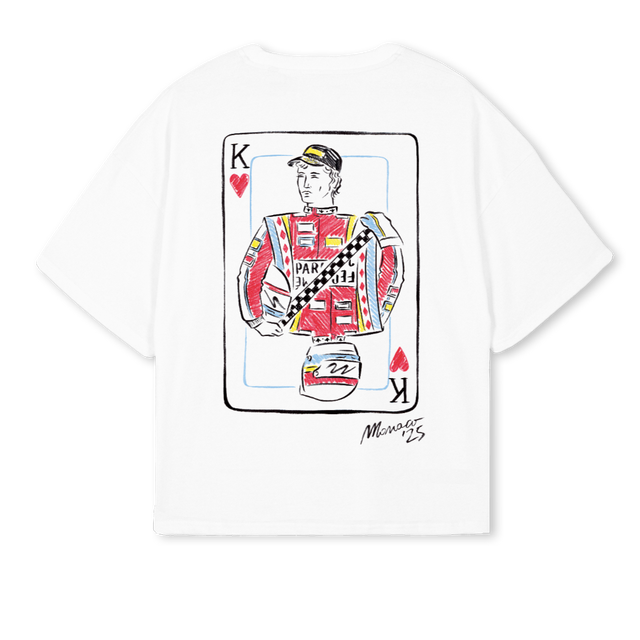 KING OF HEARTS White Oversized Boxy Tee.