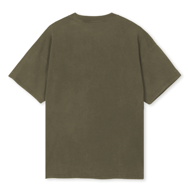 NEWLOGOONE_LINES Vintage Olive Oversized Tee.