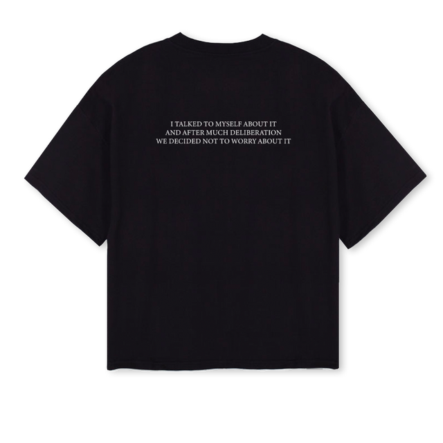 DELIBERATION Black Oversized Boxy Tee.