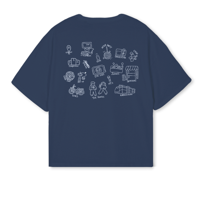 EKCXRIE Navy Blue Oversized Boxy Tee.