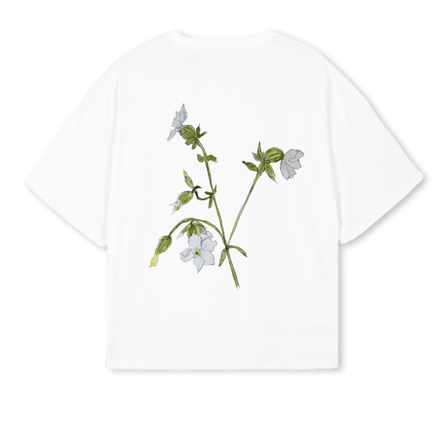 TEEZERODEUX White Oversized Boxy Tee.