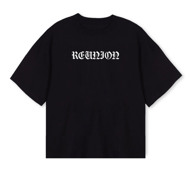 REUNION Black Oversized Boxy Tee.