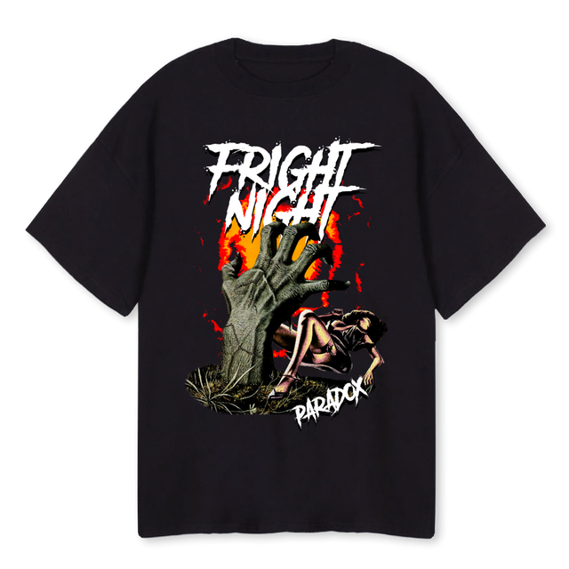 FRIGHTNIGHTPARADOX Black Oversized Tee.