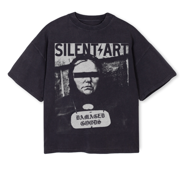 DAMAGED GOODS Vintage Black Oversized Boxy Tee.