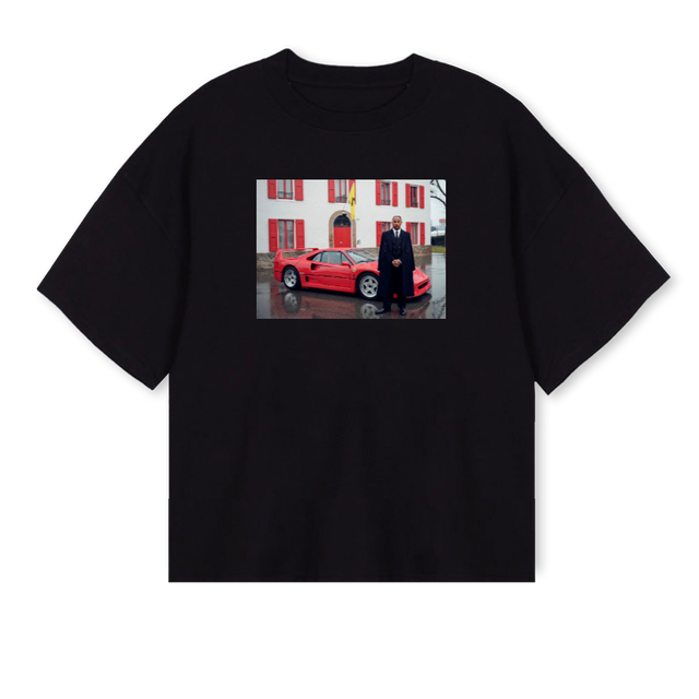 LEWISAMPLE Black Oversized Boxy Tee.