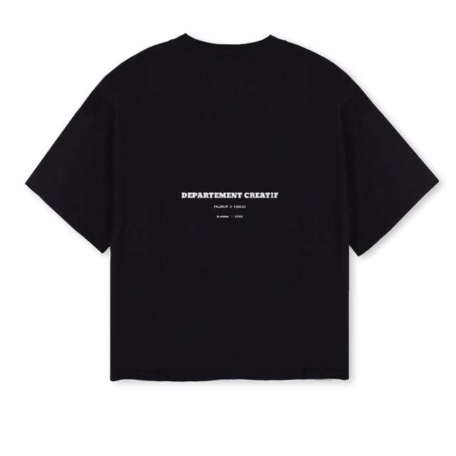 LEWISAMPLE Black Oversized Boxy Tee.