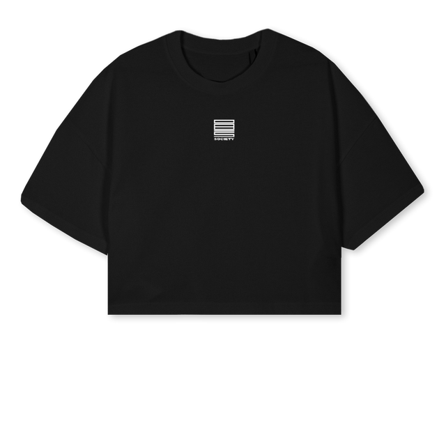 CROPSCREW Black Cropped Oversized Tee.