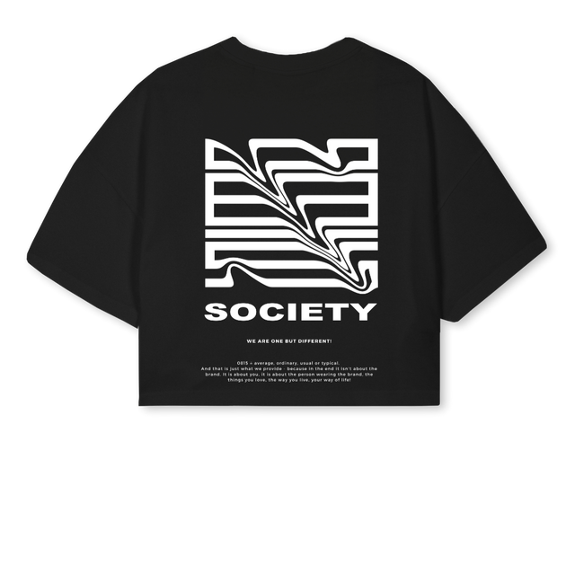 CROPSCREW Black Cropped Oversized Tee.