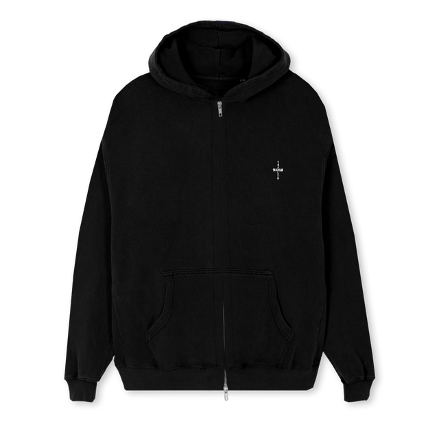 VESTEFROMVUN Black Regular Zipped Hoodie.