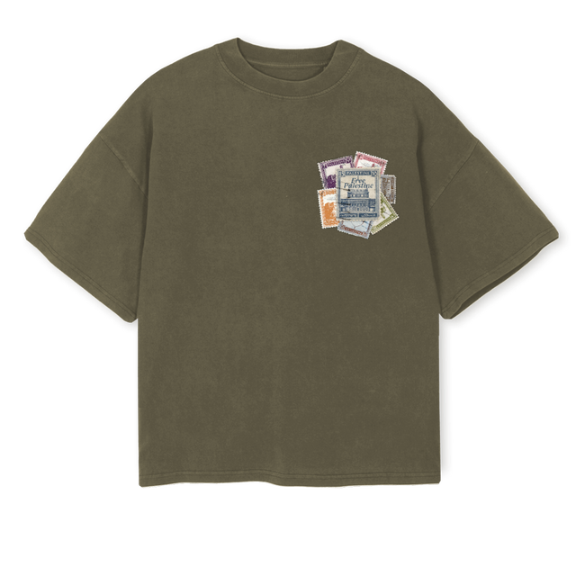 GREENPOST Vintage Olive Oversized Boxy Tee.