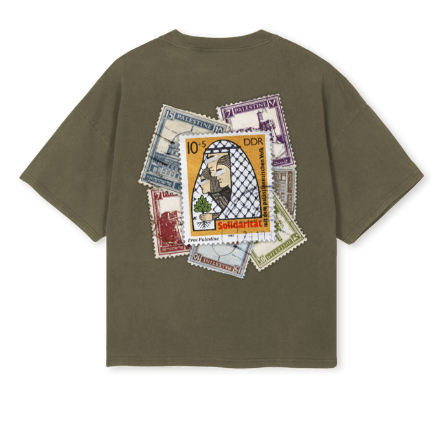 GREENPOST Vintage Olive Oversized Boxy Tee.