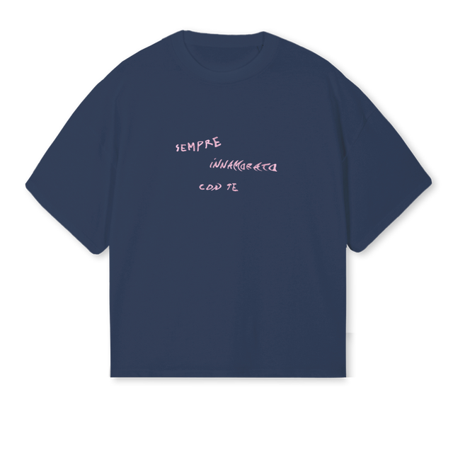 CONTECORSO Navy Blue Oversized Boxy Tee.