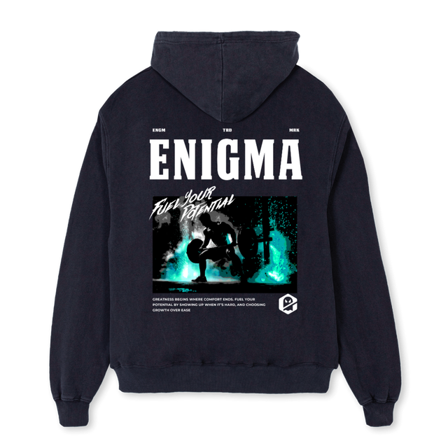 HOODIENIGMA Vintage Black Oversized Hoodie.